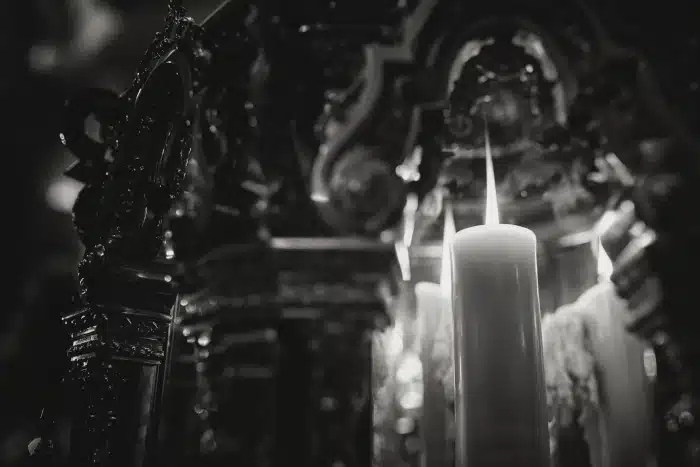 Votive candels burning