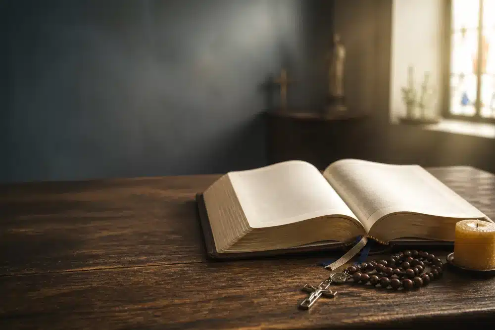 Open Bible prepared for prayer with Lectio Divina